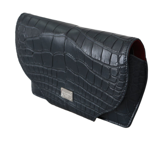 Dolce & Gabbana Blue Crocodile Eyewear Sunglasses Case Cover Pouch Curated Luxury Accessories by Orvyn