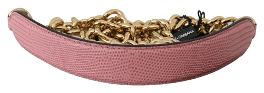 Dolce & Gabbana Pink Leather Gold Chain Accessory Shoulder Strap Curated Luxury Accessories by Orvyn