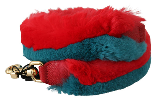 Dolce & Gabbana Red Blue Rabbit Fur Leather Shoulder Strap Curated Luxury Accessories by Orvyn