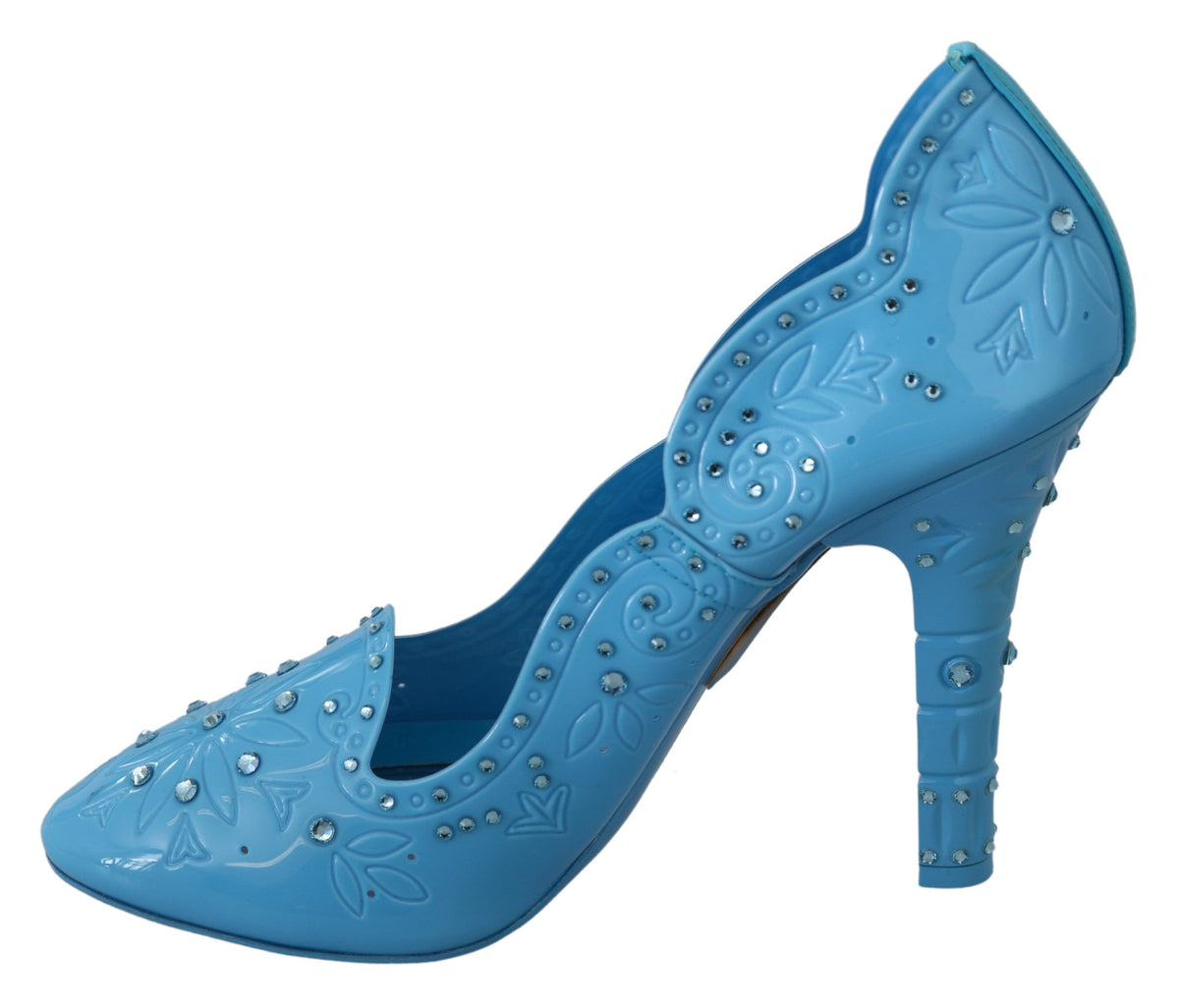 Dolce & Gabbana Blue Crystal Floral CINDERELLA Heels Shoes blau