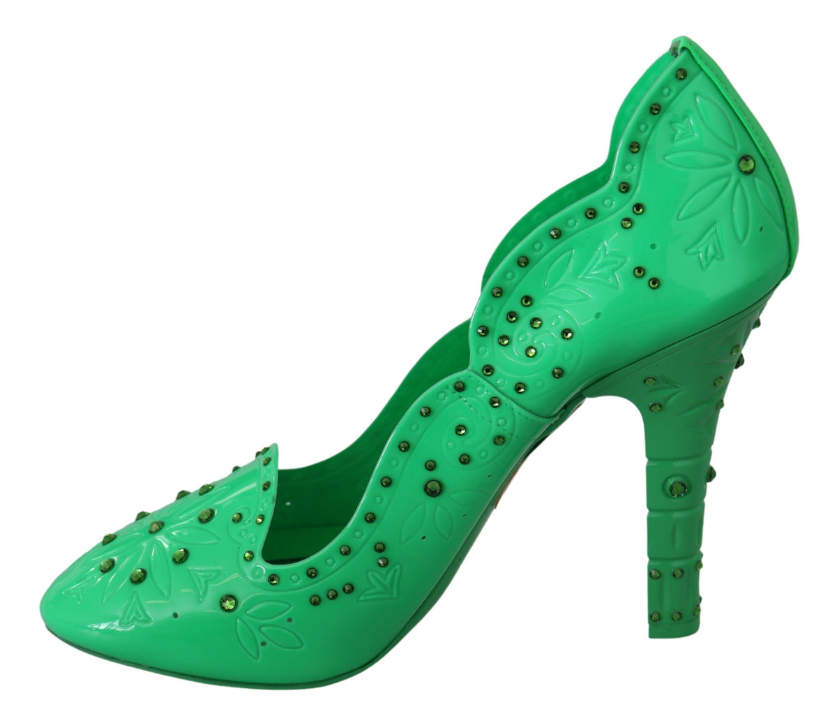Dolce & Gabbana Green Crystal Floral Heels CINDERELLA Shoes grün