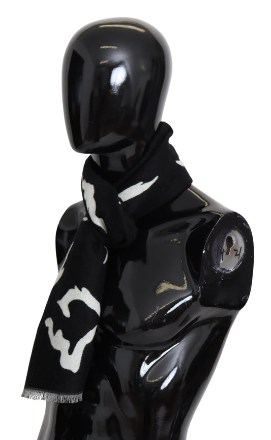 Givenchy Black White Wool Unisex Winter Warm Scarf Wrap Shawl Curated Luxury Accessories by Orvyn