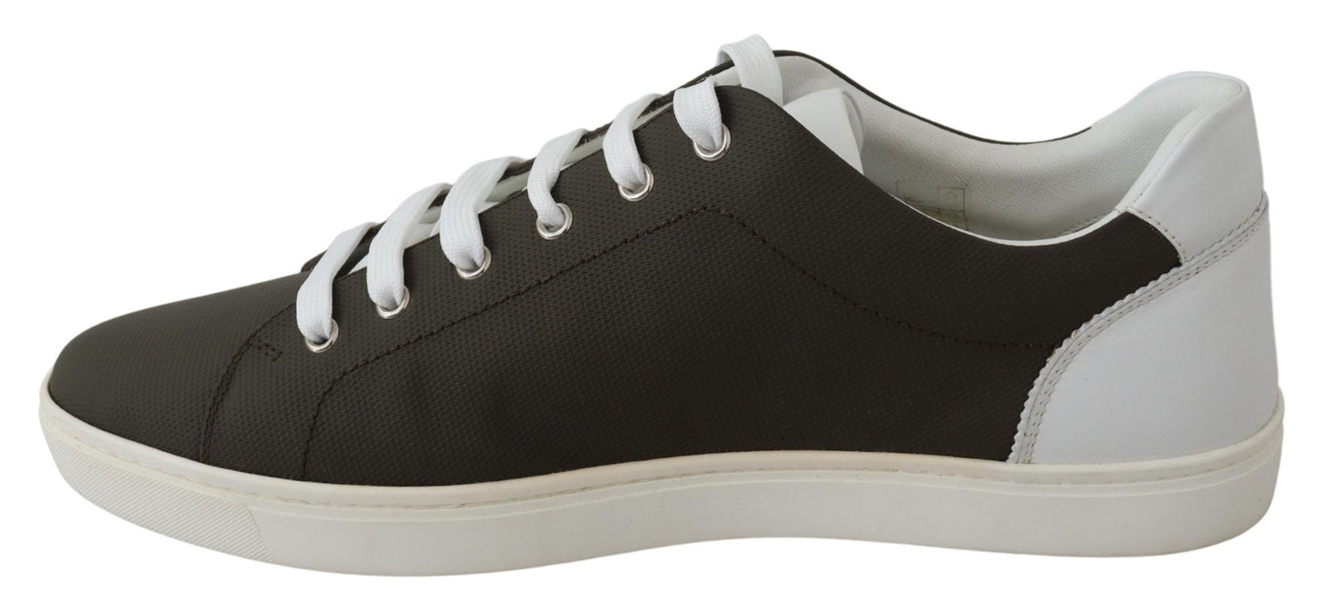 Dolce & Gabbana White Green Leather Low Top Sneakers Shoes Curated Luxury Accessories by Orvyn