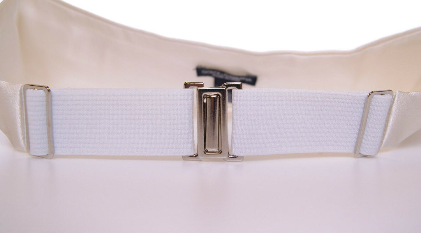 Dolce & Gabbana White Waist Tuxedo Smoking Belt Cummerbund weiss