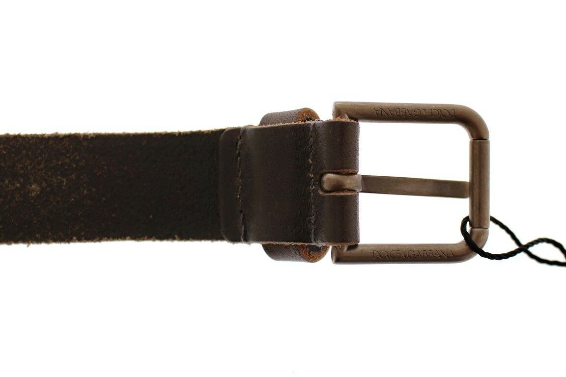 Dolce & Gabbana Brown Leather Logo Cintura Gürtel Belt braun