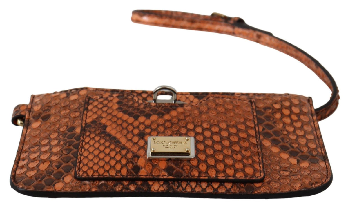 Dolce & Gabbana Brown Leather Coin Purse Wristlet Mirror AGNESE Wallet braun