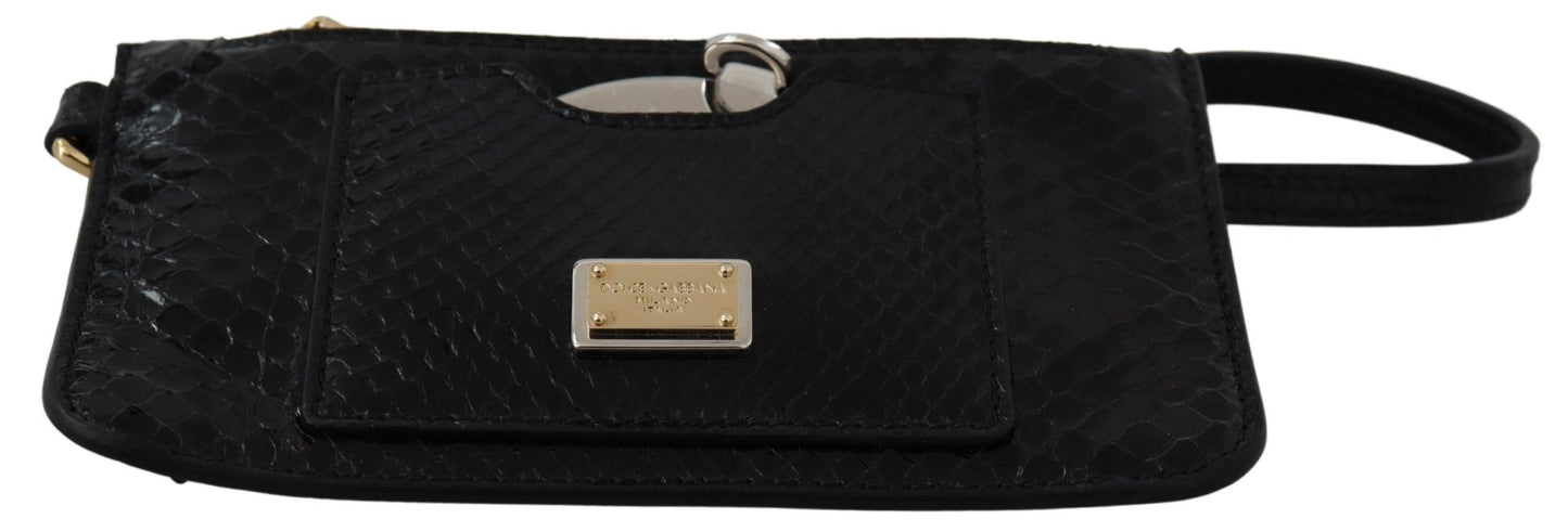 Dolce & Gabbana Black Leather Coin Purse Wristlet Mirror Agnese Wallet Curated Luxury Accessories by Orvyn