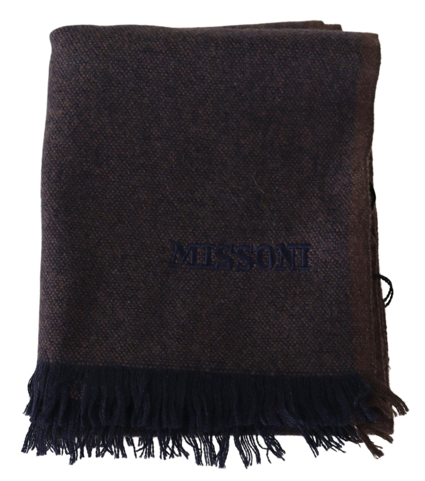 Missoni Brown 100% Cashmere Unisex Neck Wrap Fringes Scarf Curated Luxury Accessories by Orvyn