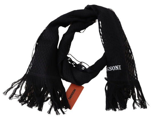 Missoni Black Wool Unisex Neck Warmer Wrap Scarf Curated Luxury Accessories by Orvyn