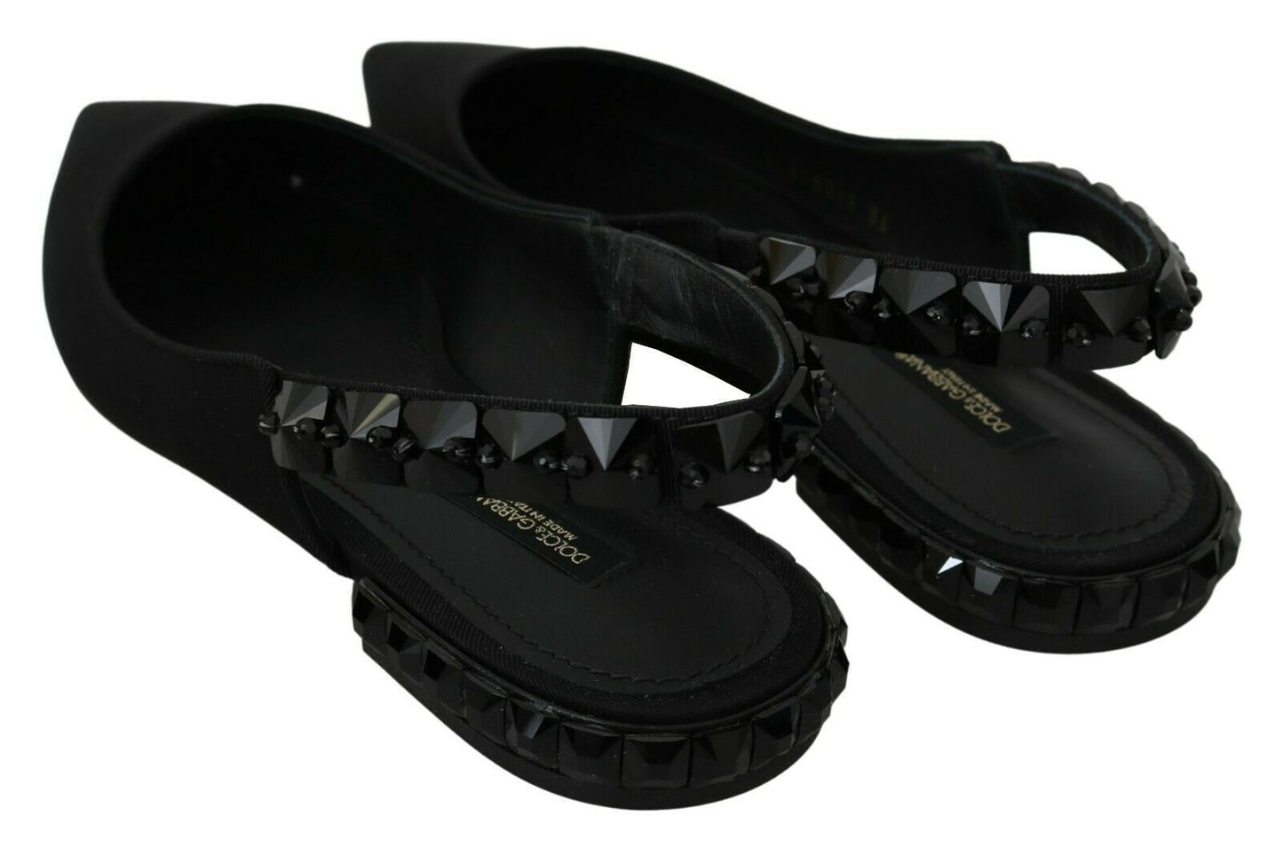 Dolce & Gabbana Black Flats Slingback Charmeuse Shoes schwarz