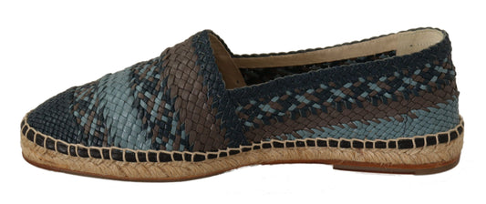 Dolce & Gabbana Blue Gray Slip On Buffalo Espadrille Shoes Curated Luxury Accessories by Orvyn