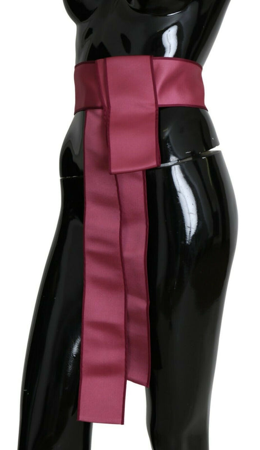 Dolce & Gabbana Pink 100% Silk 3 Button Closure Wide Waist Belt rosa