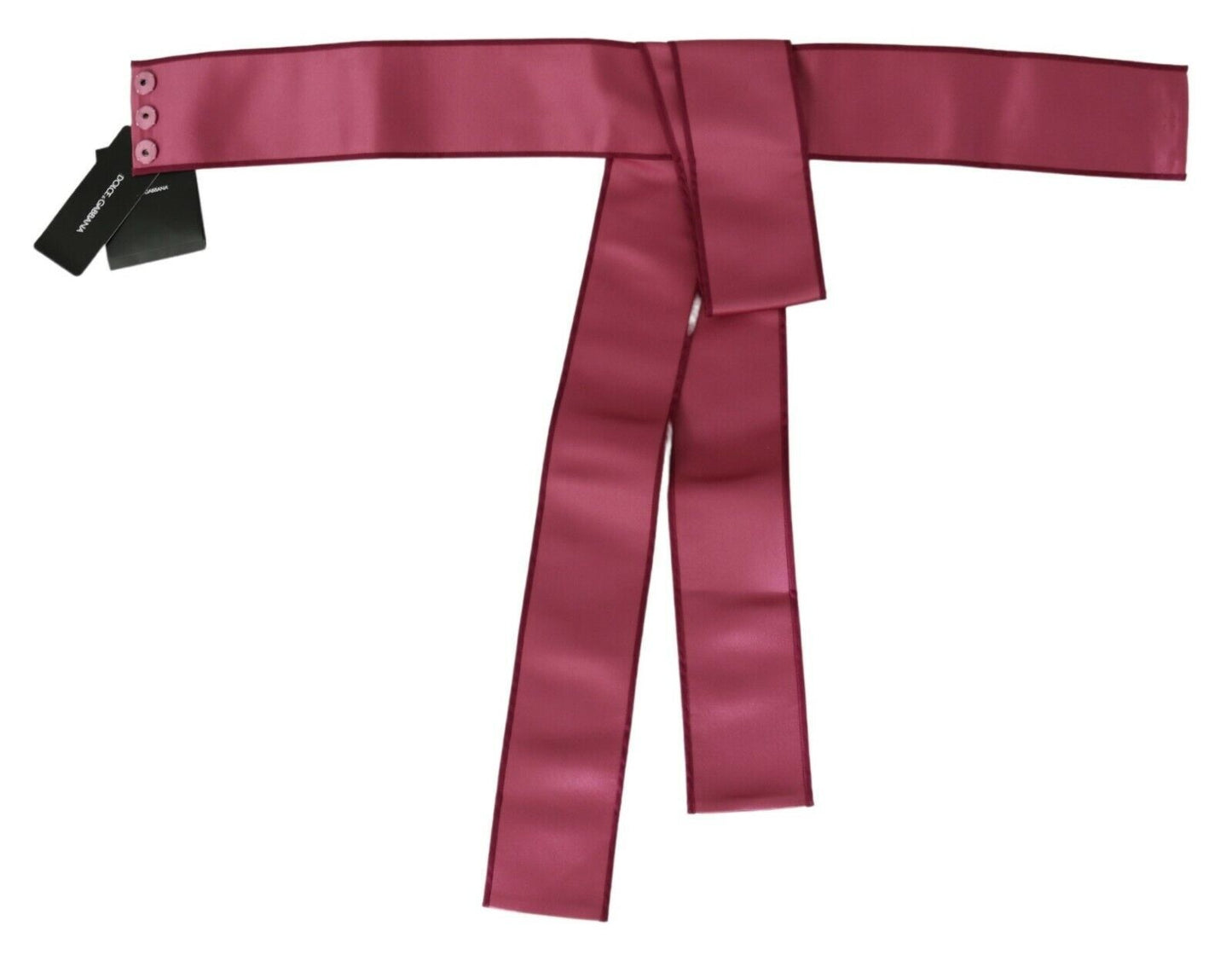 Dolce & Gabbana Pink 100% Silk 3 Button Closure Wide Waist Belt rosa