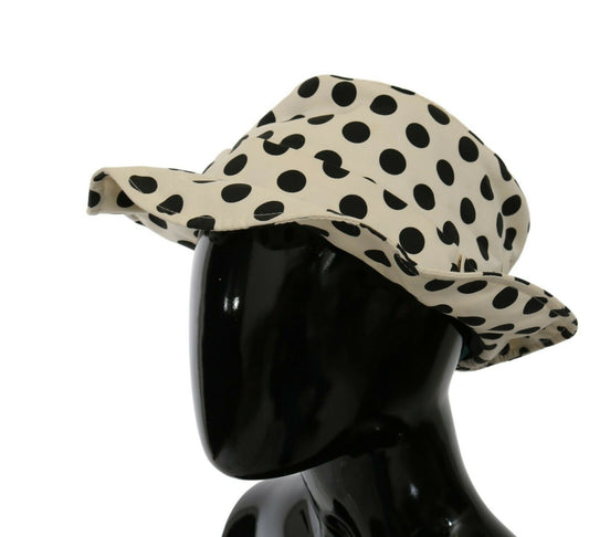 Dolce & Gabbana White 100% Cotton Polka Dot Design Trilby Hat Curated Luxury Accessories by Orvyn