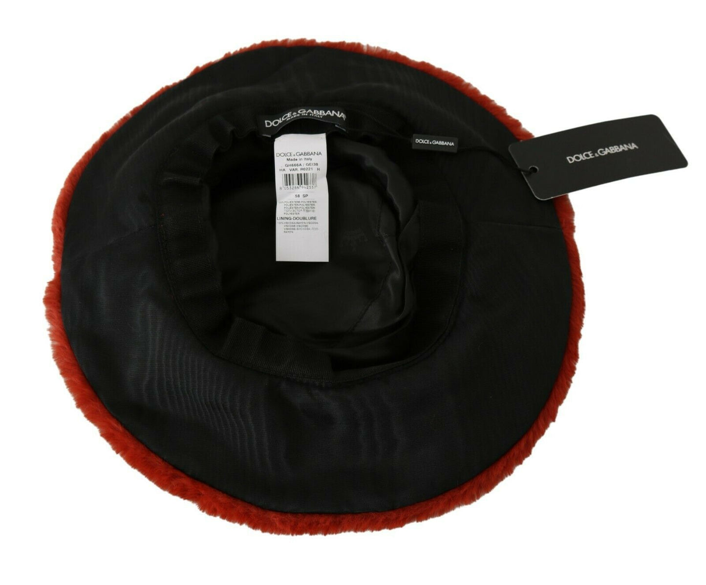 Dolce & Gabbana Red Bordeaux Fur Wide Brim Bucket Hat Curated Luxury Accessories by Orvyn