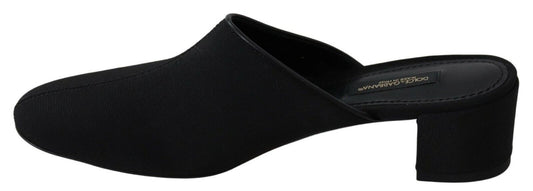 Dolce & Gabbana Black Grosgrain Slides Sandals Women Shoes schwarz