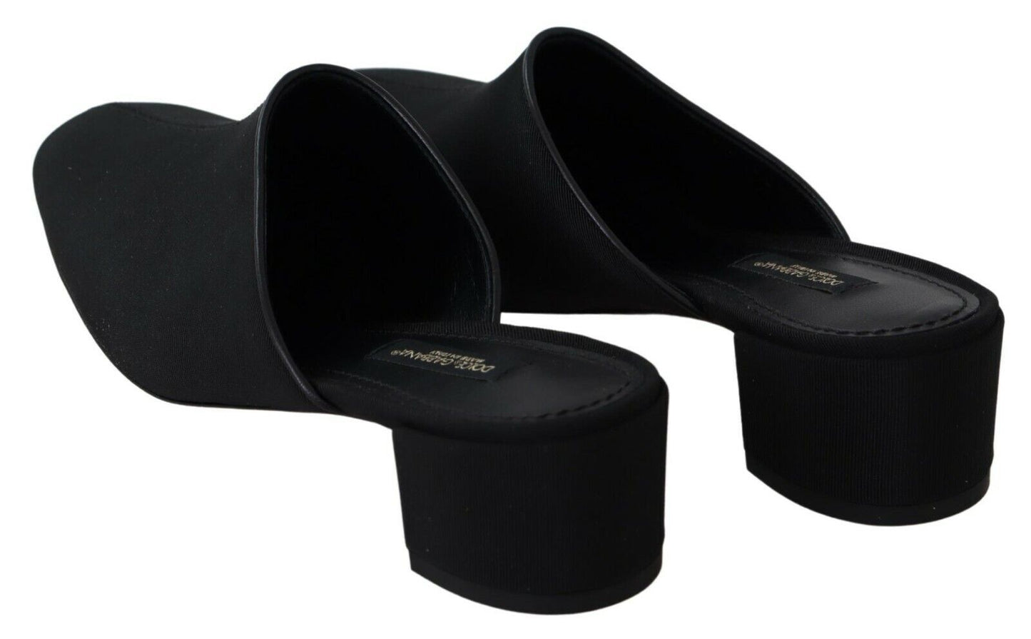 Dolce & Gabbana Black Grosgrain Slides Sandals Women Shoes schwarz