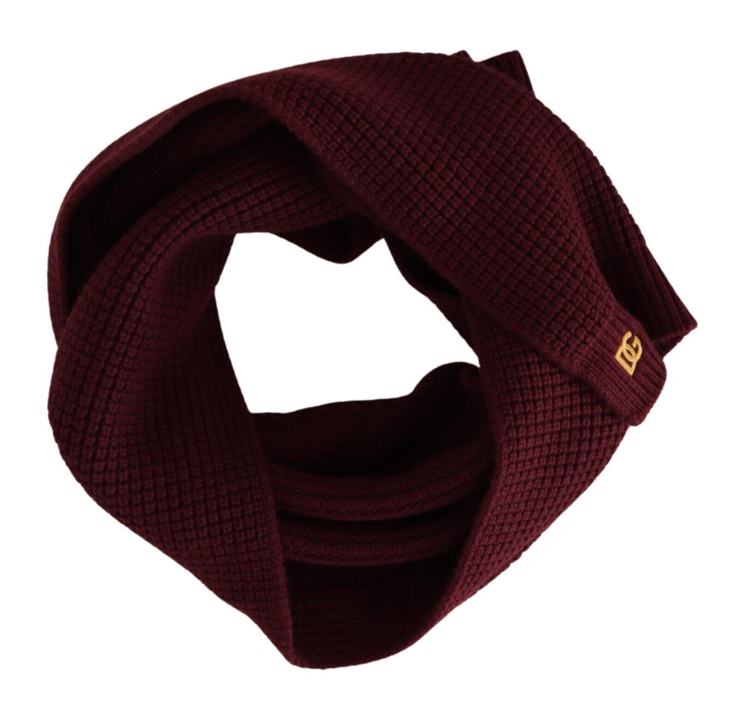 Dolce & Gabbana Dark Red Cashmere Logo Wrap Shawl Knitted Scarf Curated Luxury Accessories by Orvyn