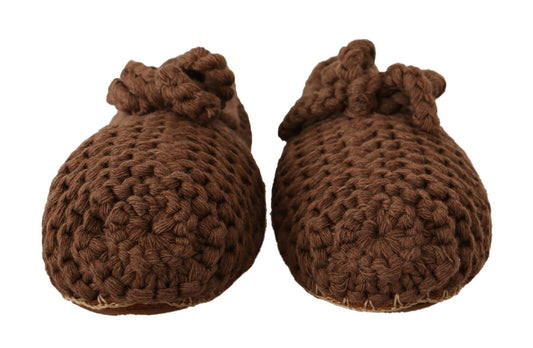 Dolce & Gabbana Brown Slip On Ballerina Flats Wool Knit Shoes braun