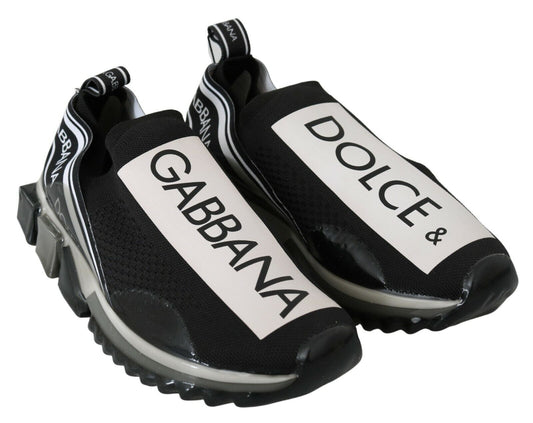 Dolce & Gabbana Black White SORRENTO Sport Stretch Sneakers Curated Luxury Accessories by Orvyn