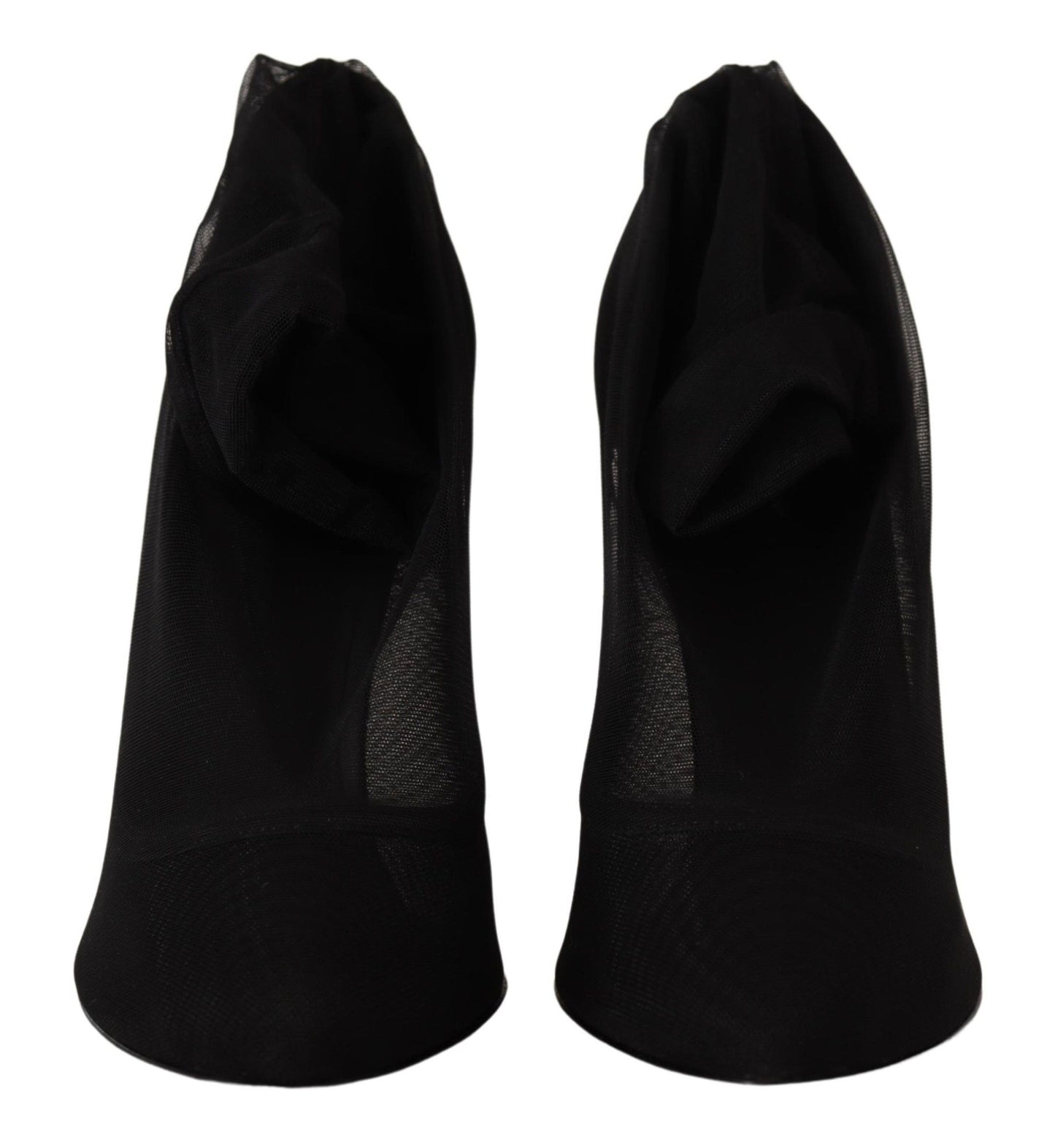 Dolce & Gabbana Black Tulle Stretch Boots Pumps Shoes schwarz