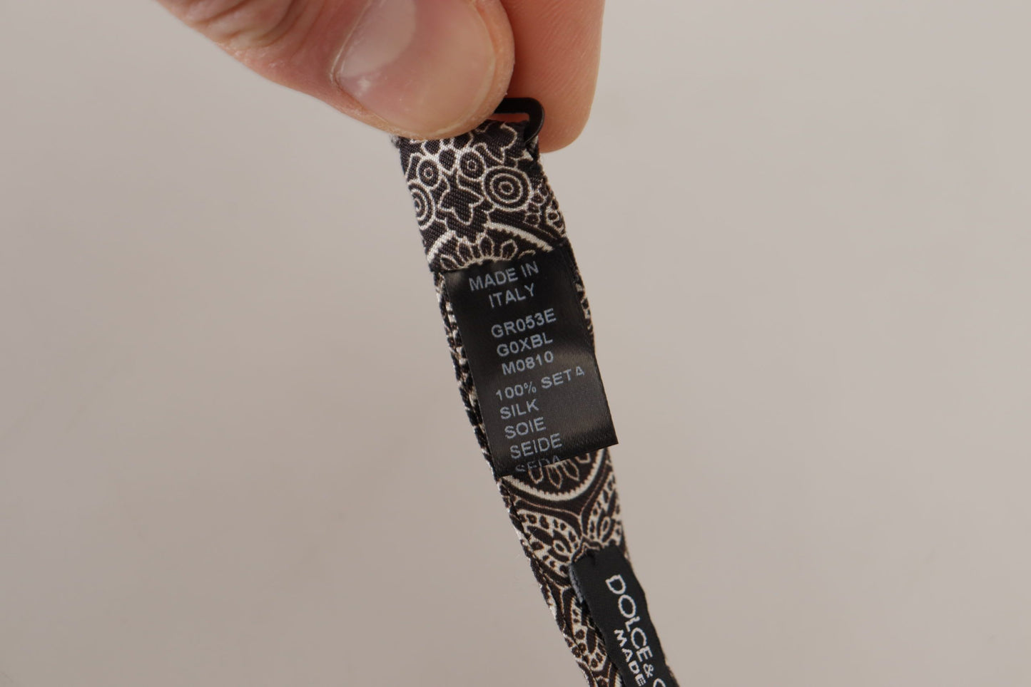 Dolce & Gabbana Black white 100% Silk Adjustable Neck Papillon Tie Curated Luxury Accessories by Orvyn