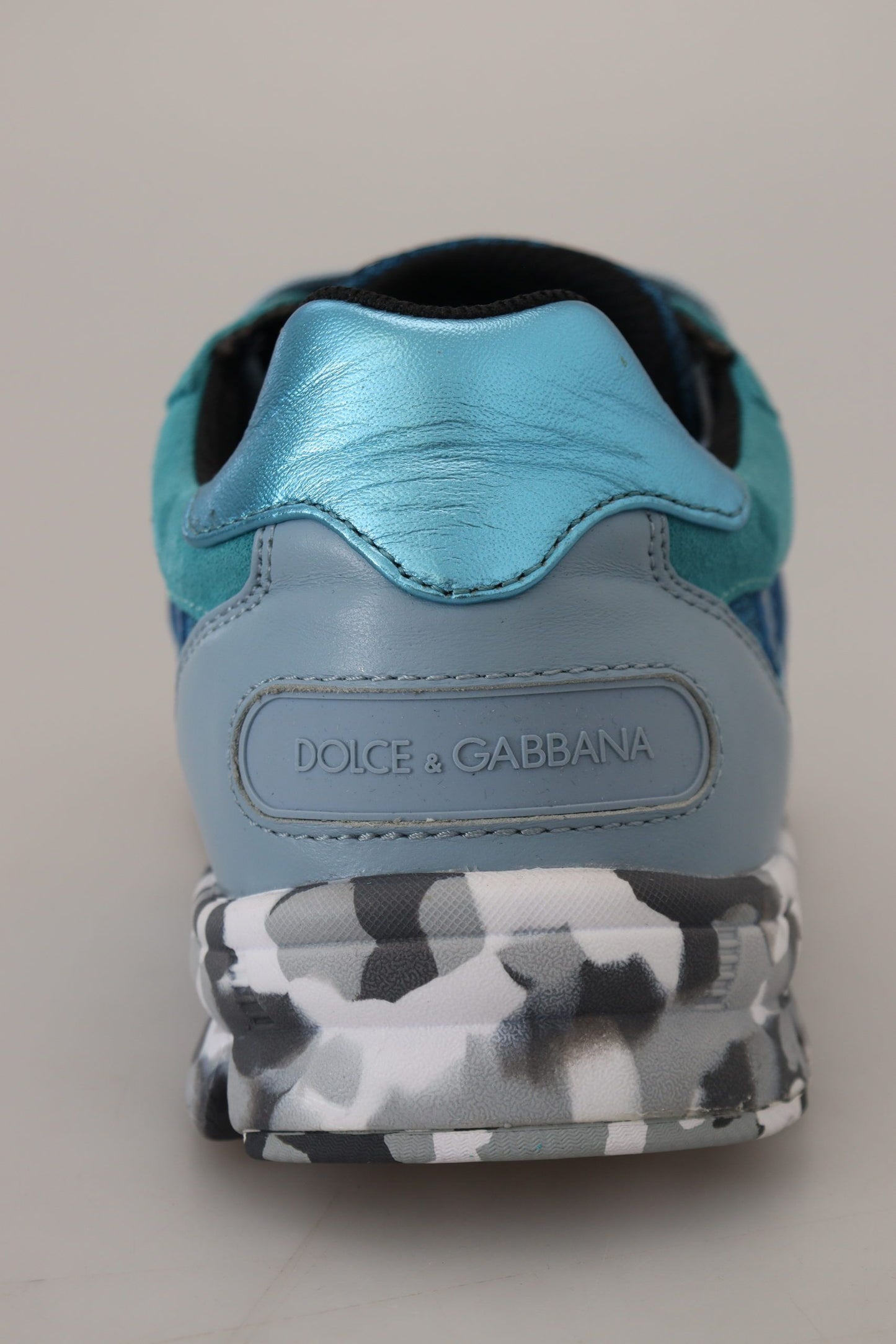 Dolce & Gabbana Blue Gray Leather Sport Low Top Sneakers Curated Luxury Accessories by Orvyn