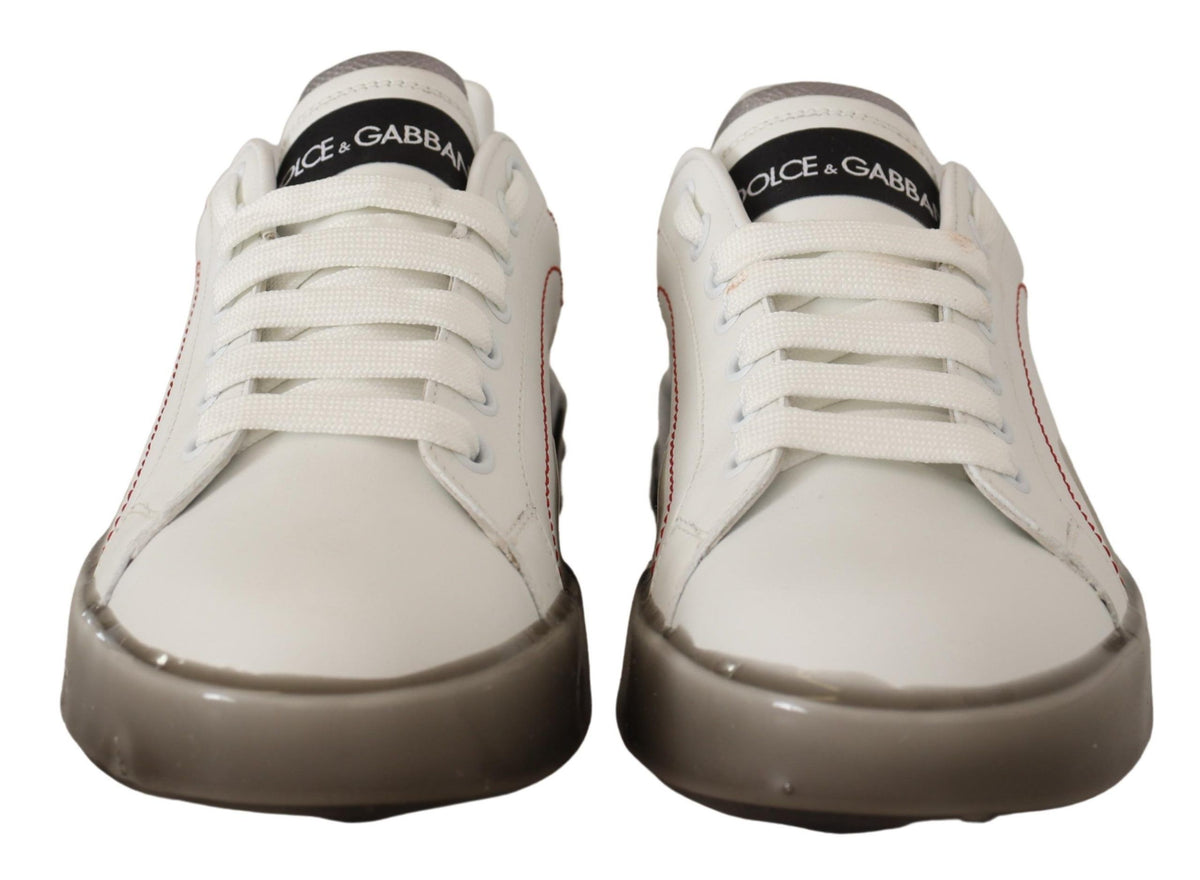 Dolce & Gabbana White Leather Shoes Womens Logo Portofino Sneakers weiss