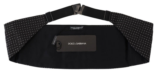 Dolce & Gabbana Black Polka Dot Wide Waist Men Belt Cummerband schwarz