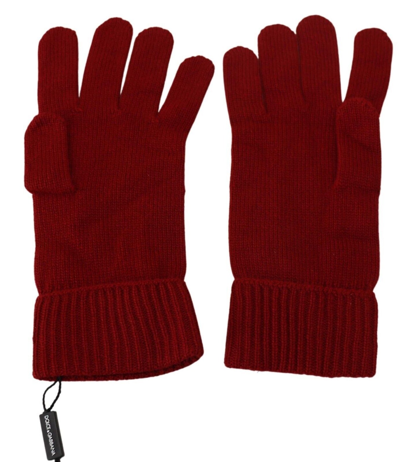 Dolce & Gabbana Red 100% Cashmere Knit Hands Mitten Mens Gloves Curated Luxury Accessories by Orvyn