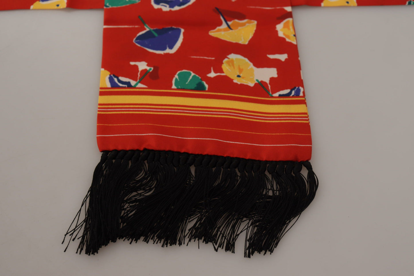 Dolce & Gabbana Multicolor DG Umbrellas Print Shawl Fringe Scarf Curated Luxury Accessories by Orvyn