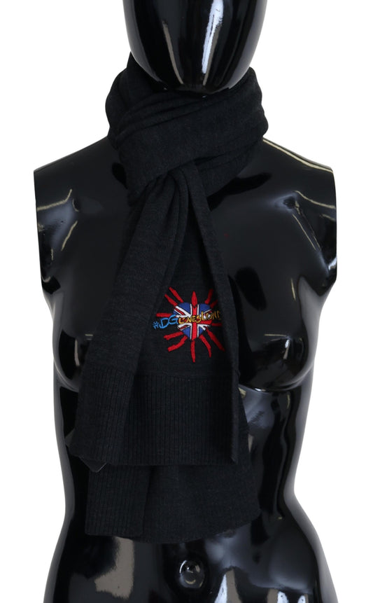 Dolce & Gabbana Black Sacred Heart #DGLovesLondon Wrap Scarf Curated Luxury Accessories by Orvyn