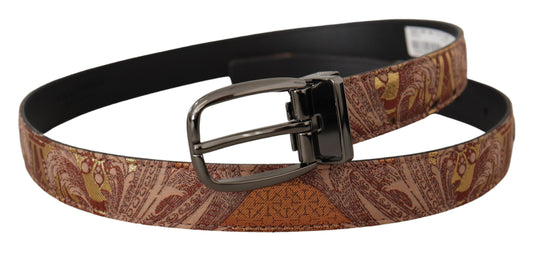 Dolce & Gabbana Multicolor Embossed Leather Black Metal Buckle Belt schwarz