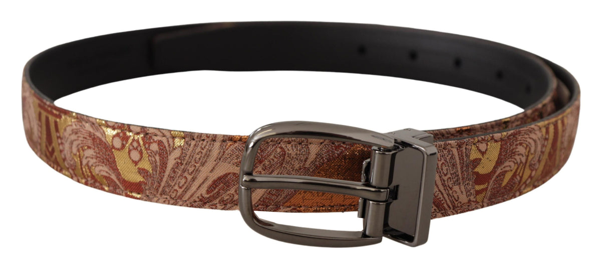 Dolce & Gabbana Multicolor Embossed Leather Black Metal Buckle Belt schwarz