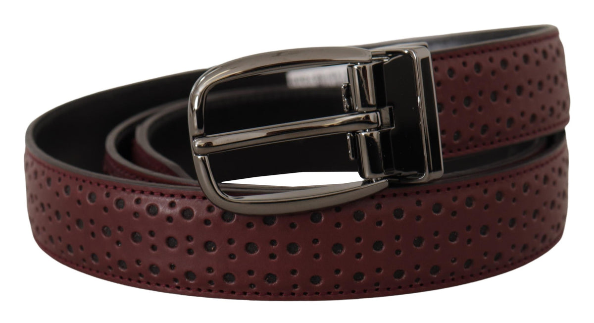 Dolce & Gabbana Brown Perforated Leather Metal Buckle Belt braun