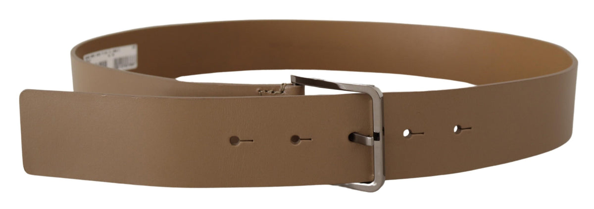 Dolce & Gabbana Beige Wide Silver Metal Belt