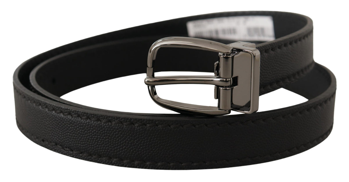 Dolce & Gabbana Black Leather Metal Logo Buckle Belt schwarz