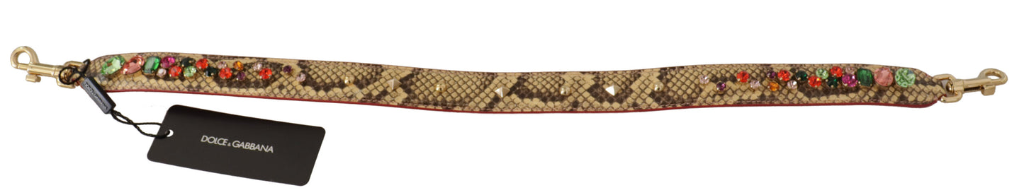 Dolce & Gabbana Beige Exotic Leather Crystals Shoulder Strap Curated Luxury Accessories by Orvyn