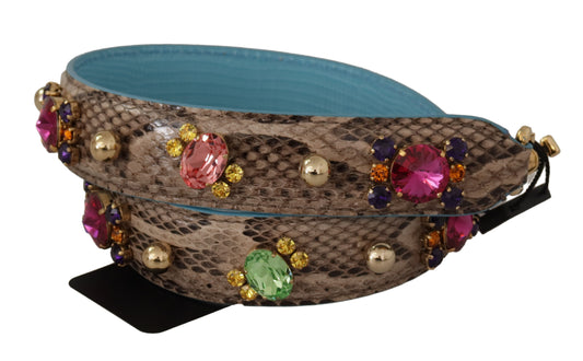 Dolce & Gabbana Brown Exotic Leather Crystals Shoulder Strap Curated Luxury Accessories by Orvyn
