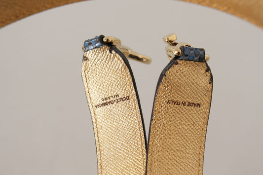 Dolce & Gabbana Blue Exotic Leather Crystals Shoulder Strap Curated Luxury Accessories by Orvyn