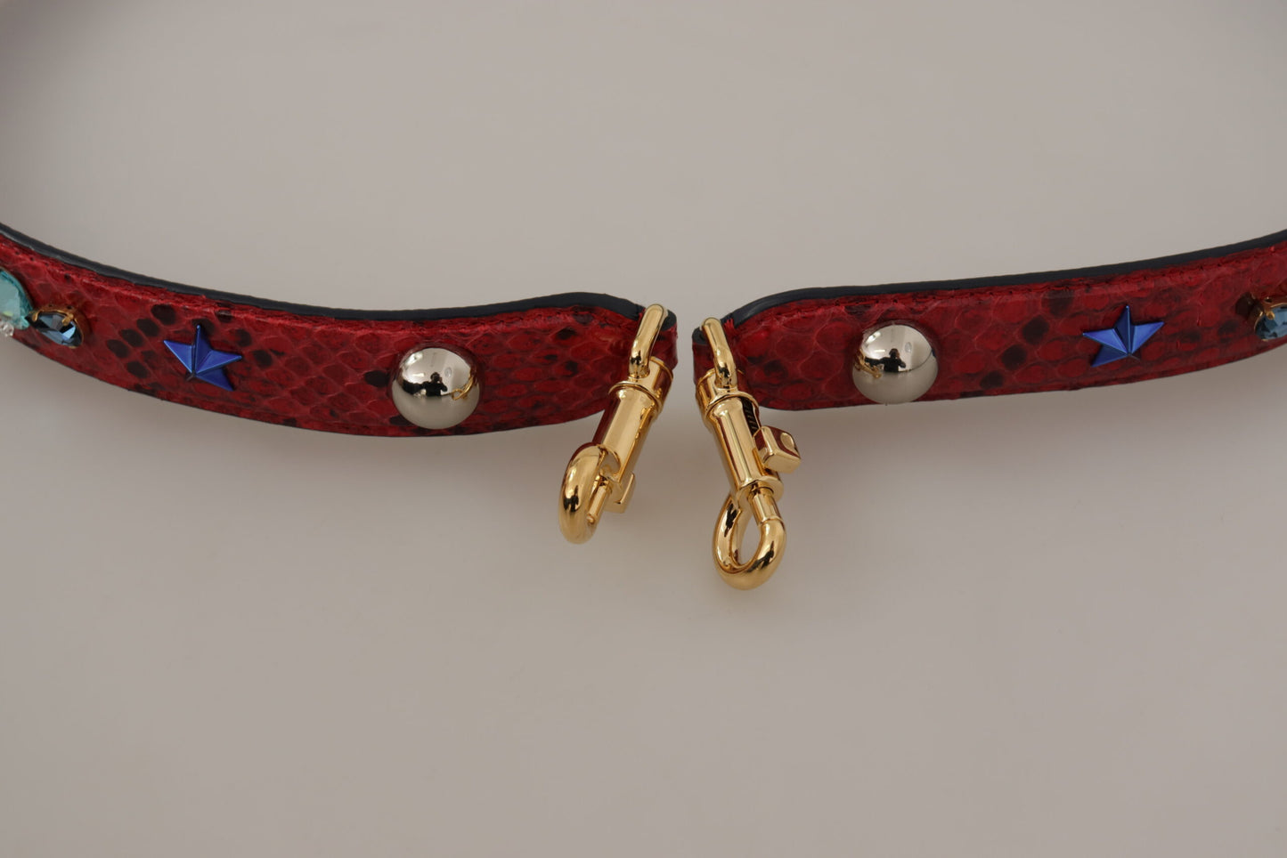 Dolce & Gabbana Red Exotic Leather Crystals Shoulder Strap Curated Luxury Accessories by Orvyn