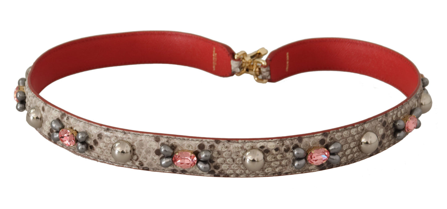Dolce & Gabbana Beige Exotic Leather Studded Shoulder Strap Curated Luxury Accessories by Orvyn