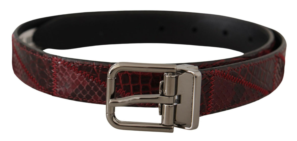 Dolce & Gabbana Red Exotic Leather Metal Logo Buckle Belt rot