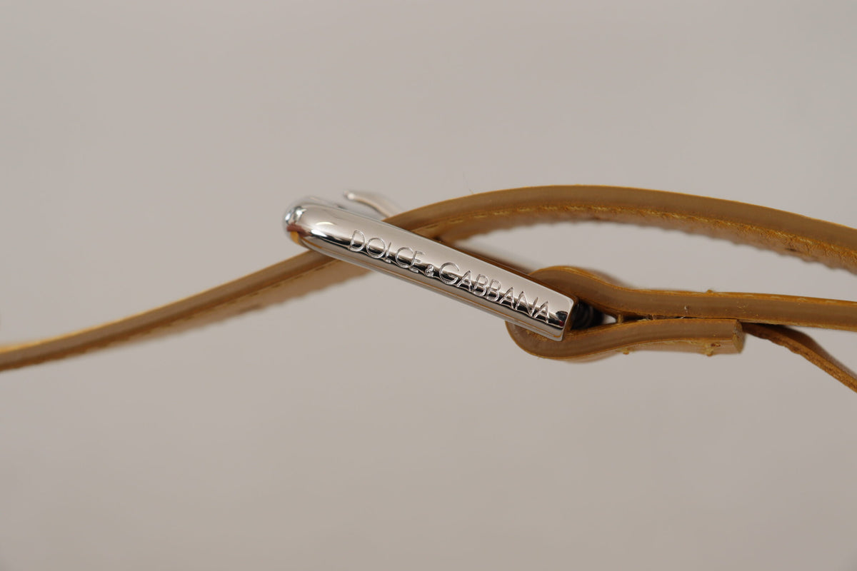Dolce & Gabbana Yellow Leather Silver Tone Logo Metal Buckle Belt gelb