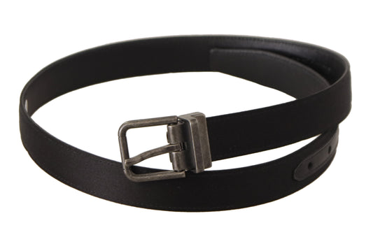 Dolce & Gabbana Black Leather Vintage Metal Buckle Belt schwarz