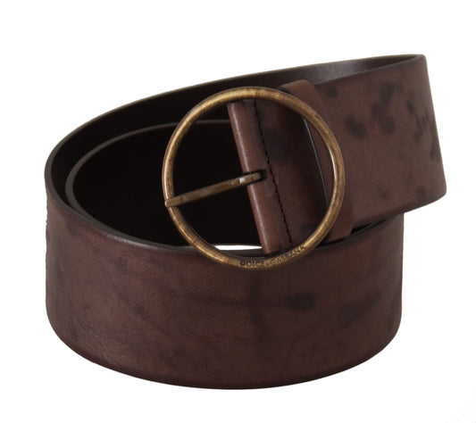 Dolce & Gabbana Dark Brown Wide Logo Round Buckle Belt braun