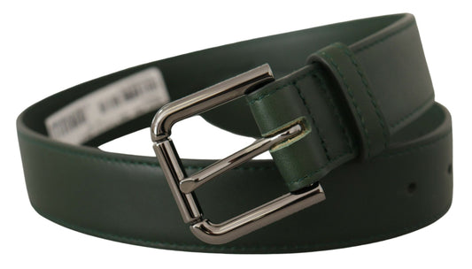 Dolce & Gabbana Army Green Leather Logo Metal Waist Buckle Belt grun