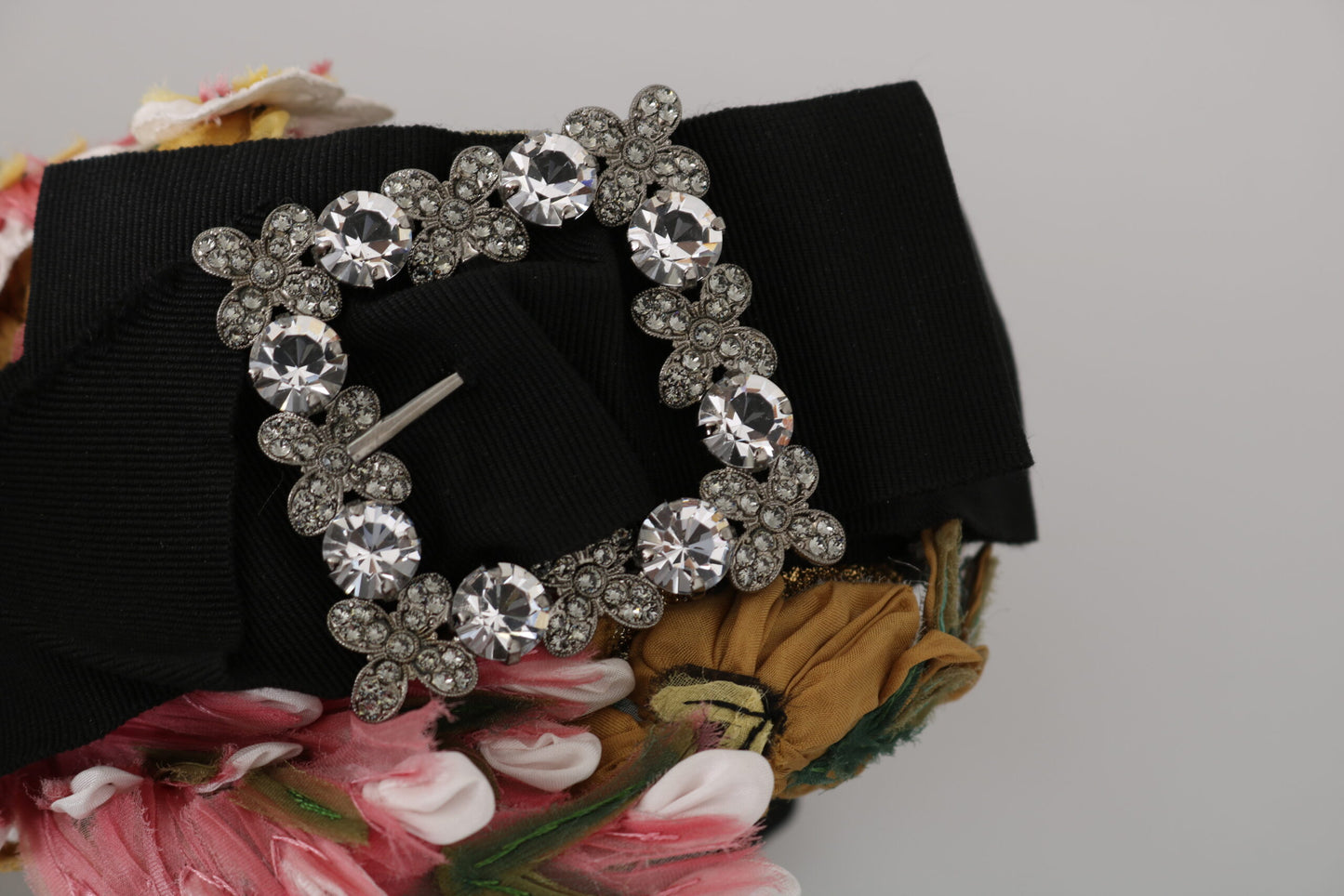 Dolce & Gabbana Multicolor Tiara Floral Crystal Bow Diadem Headband Curated Luxury Accessories by Orvyn