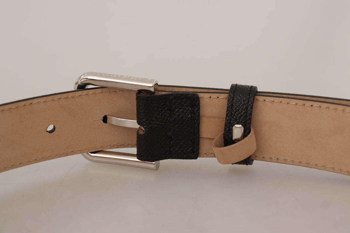 Dolce & Gabbana Black Brown Backend Metal Buckle Belt schwarz