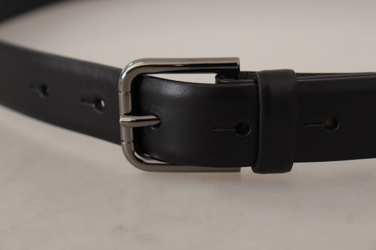 Dolce & Gabbana Black Classic Logo Metal Buckle Belt schwarz